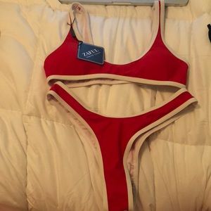 Red and white striped bikini from ZAFUL